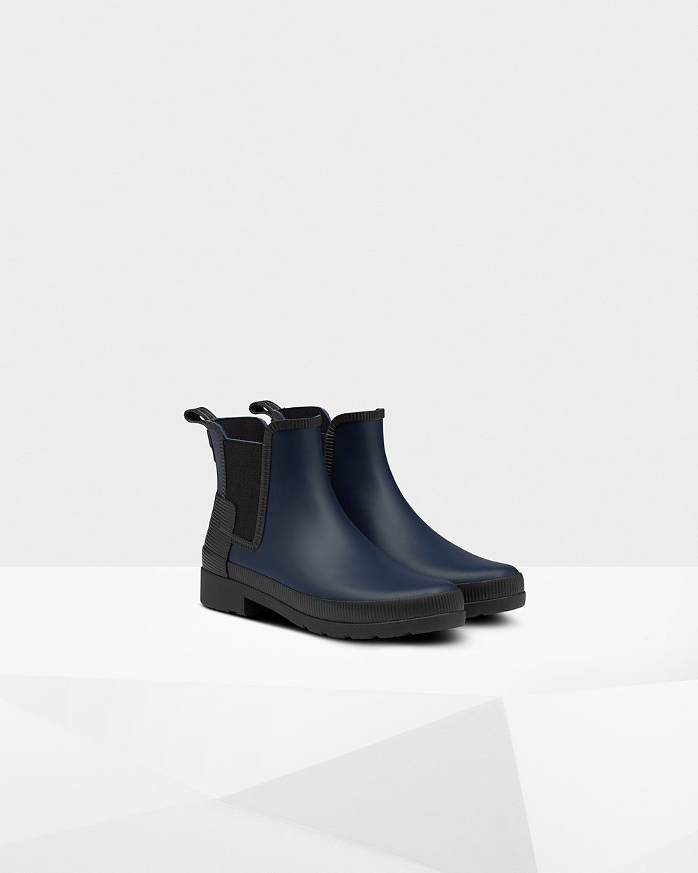 Chelsea Boots Dam - Hunter Refined Texture Block Slim Fit - Marinblå/Svarta - 304516-ILM